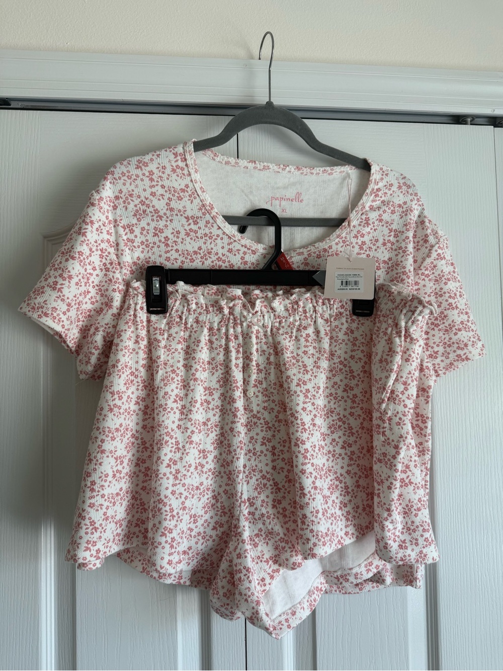 Women's Pink Floral Short Sleeve Sleep Tee & Shorts Set